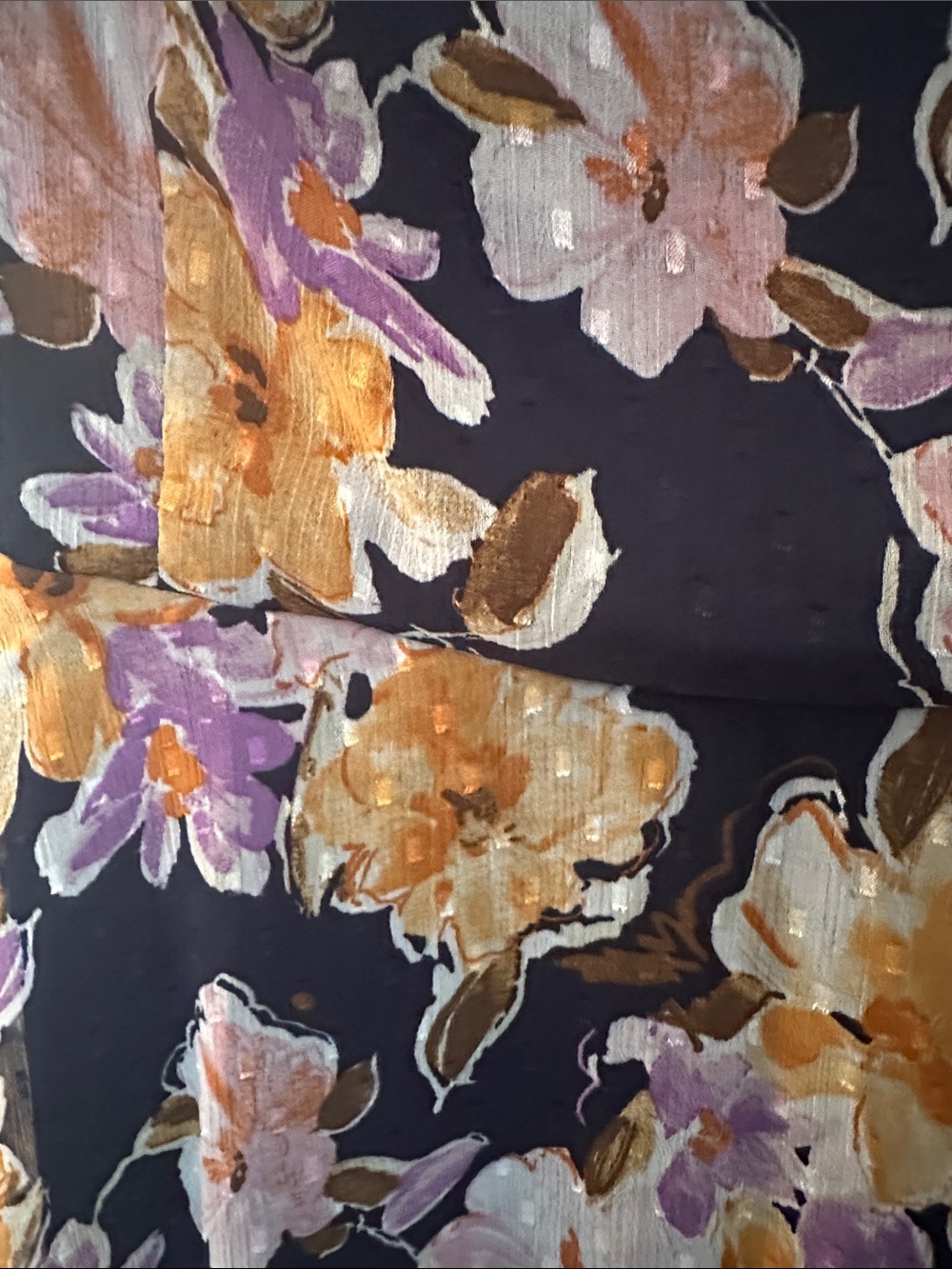 Lush Navy & Orange Women’s Cottagecore Floral Puff-Sleeve Tiered Maxi Dress Sz M - Picture 7 of 11